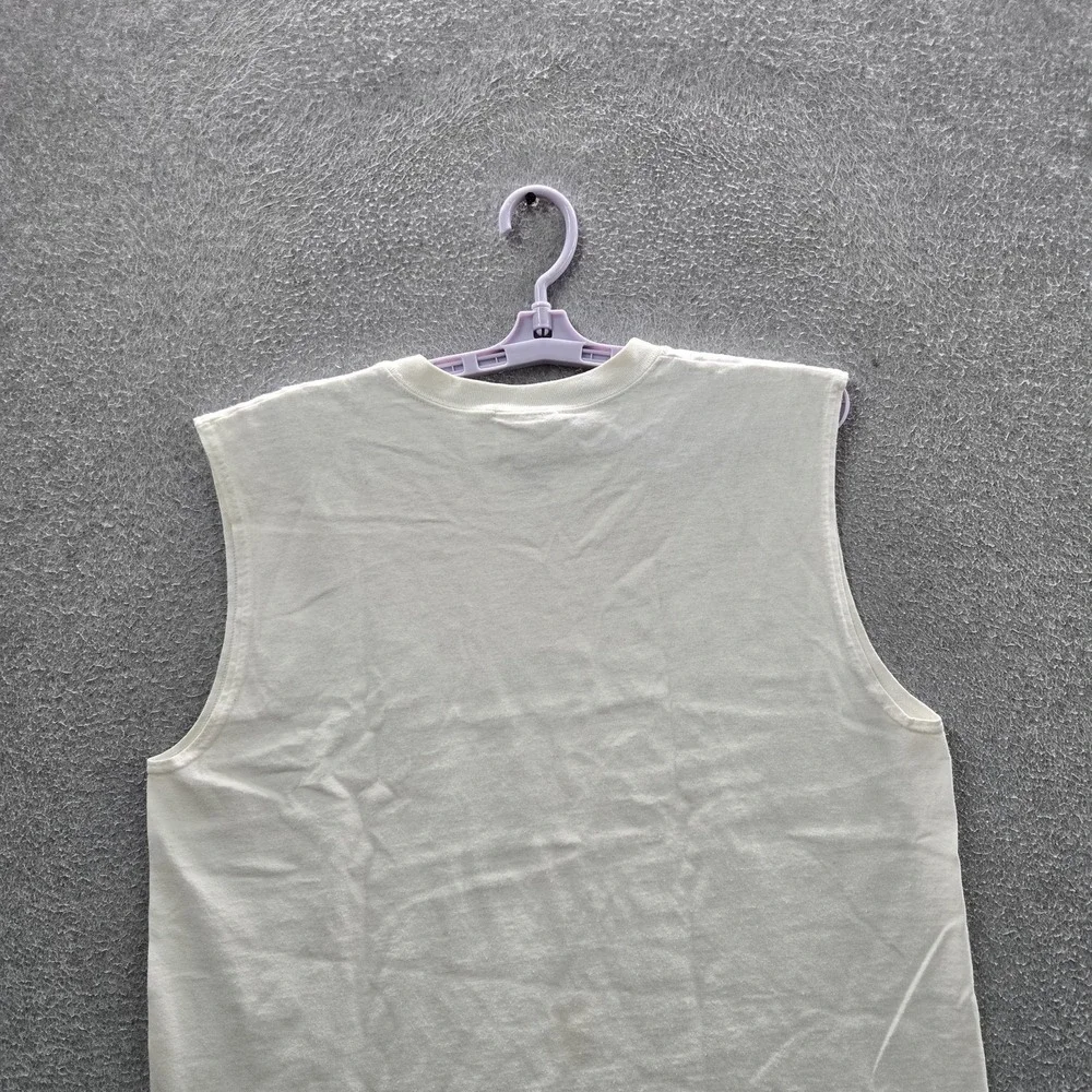 VINTAGE Nike Men Tank M White Sleeveless Basketball Center Swoosh Logo READ